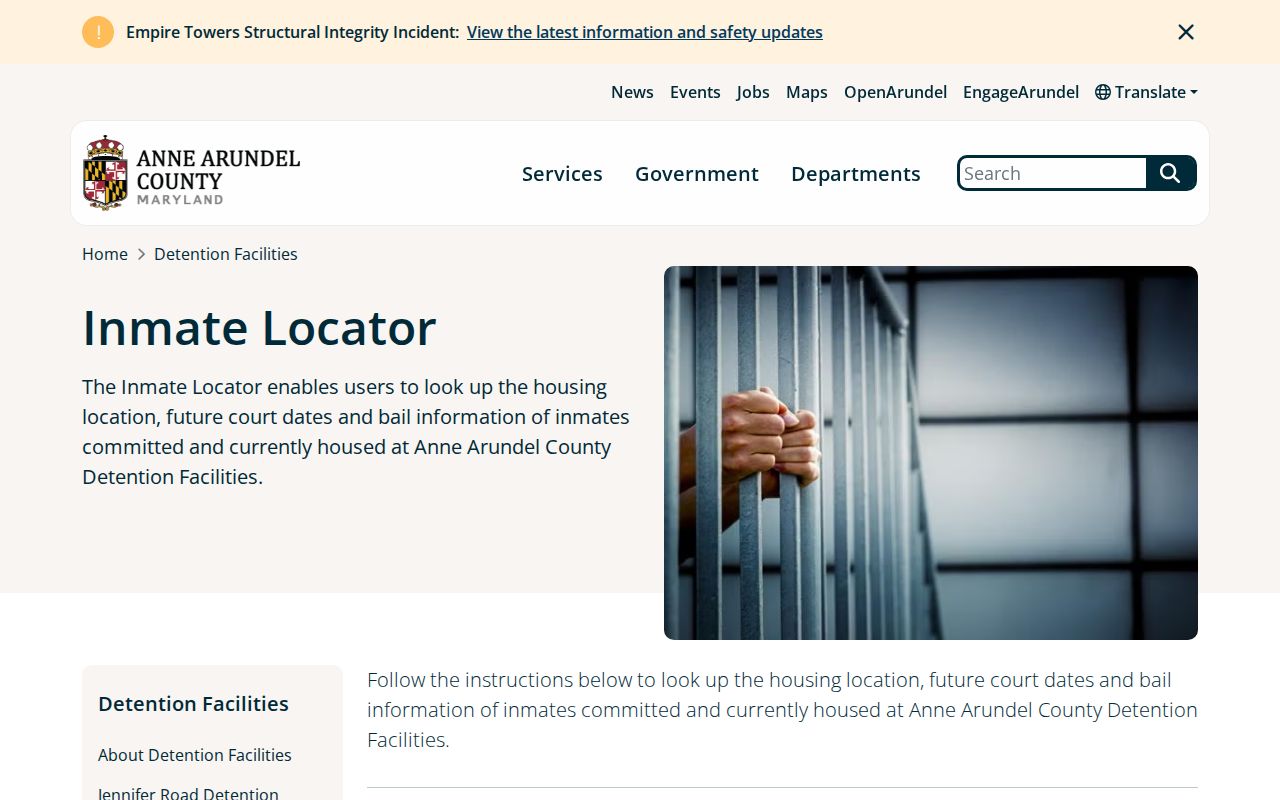Severn people search Anne Arundel inmate locator