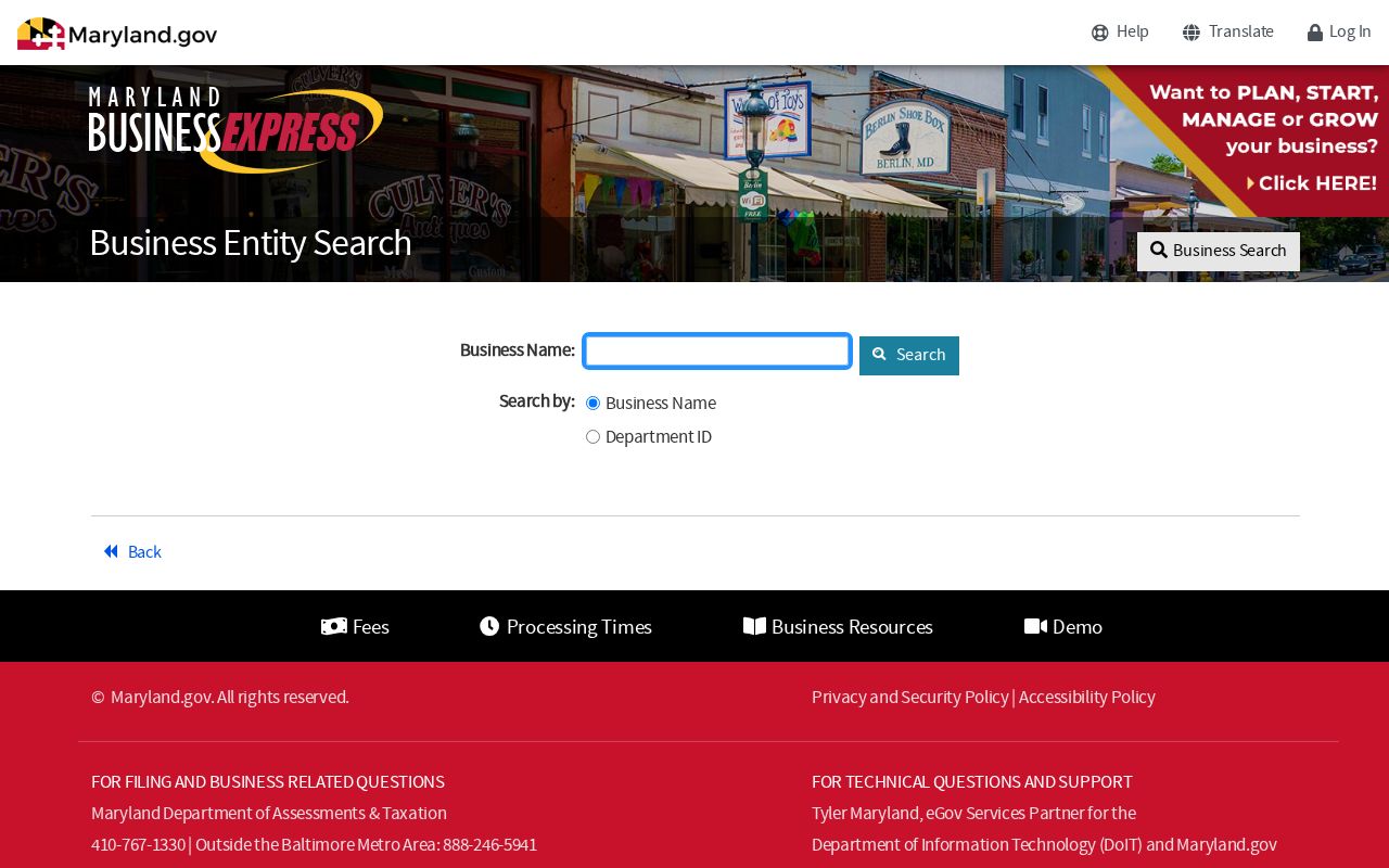 Severn people search Maryland business entity directory