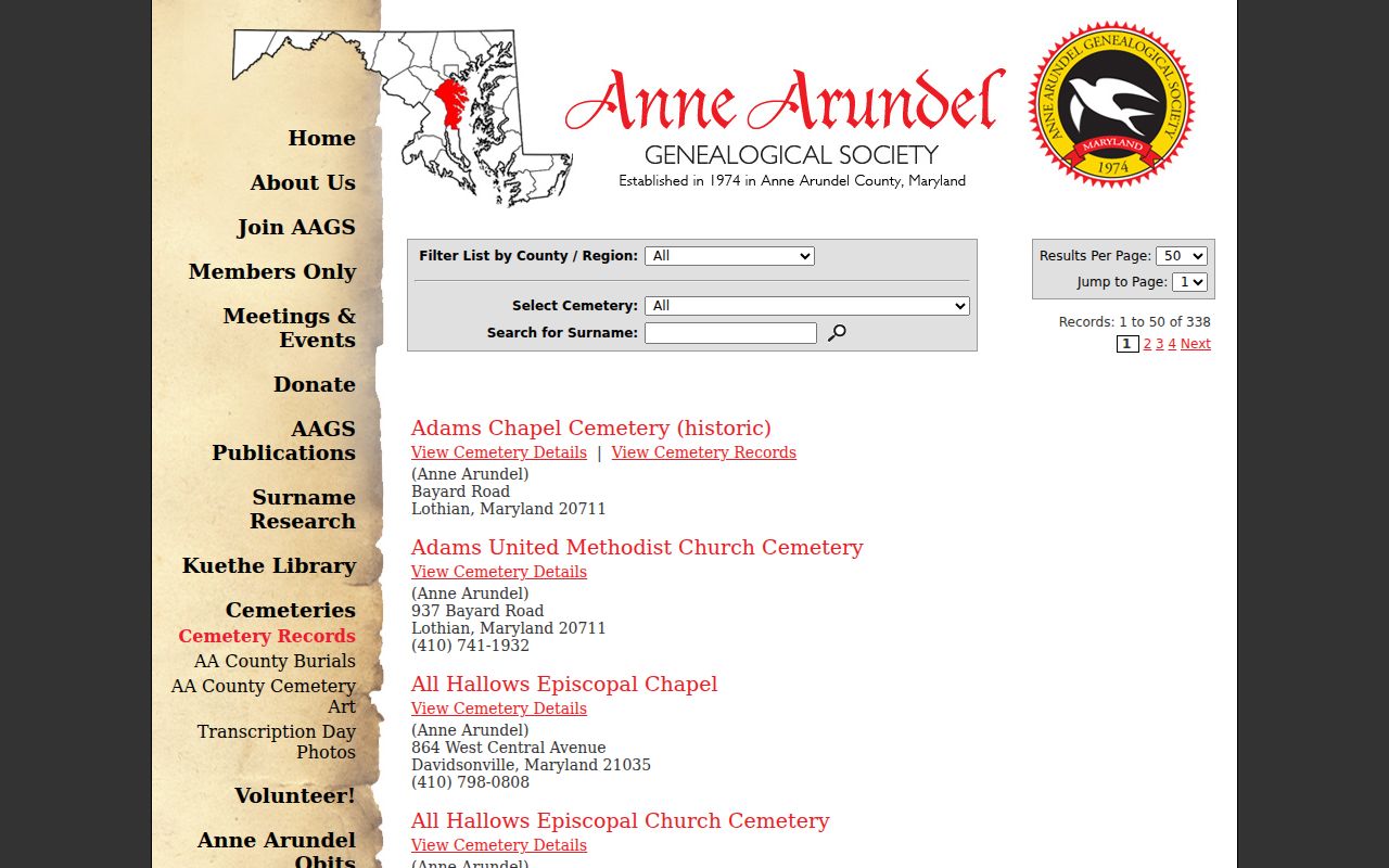 Severn people directories cemetery surname search