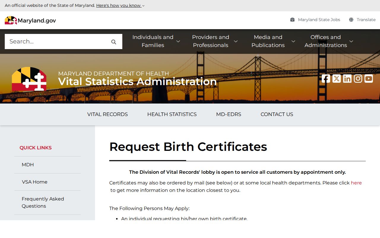 Severn public records birth certificate access